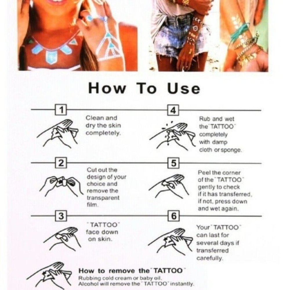 3 sheets Golden White Temporary Tattoo - Picture 2 of 15